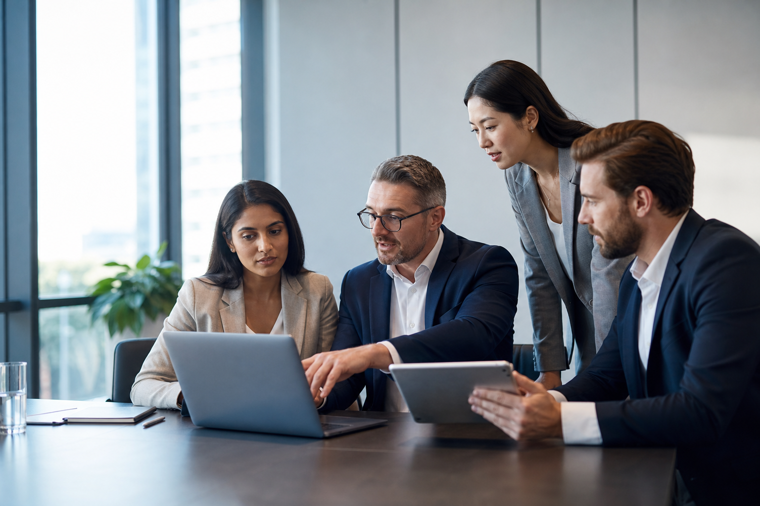 Business Team Managing Corporate Expense Requests Digitally