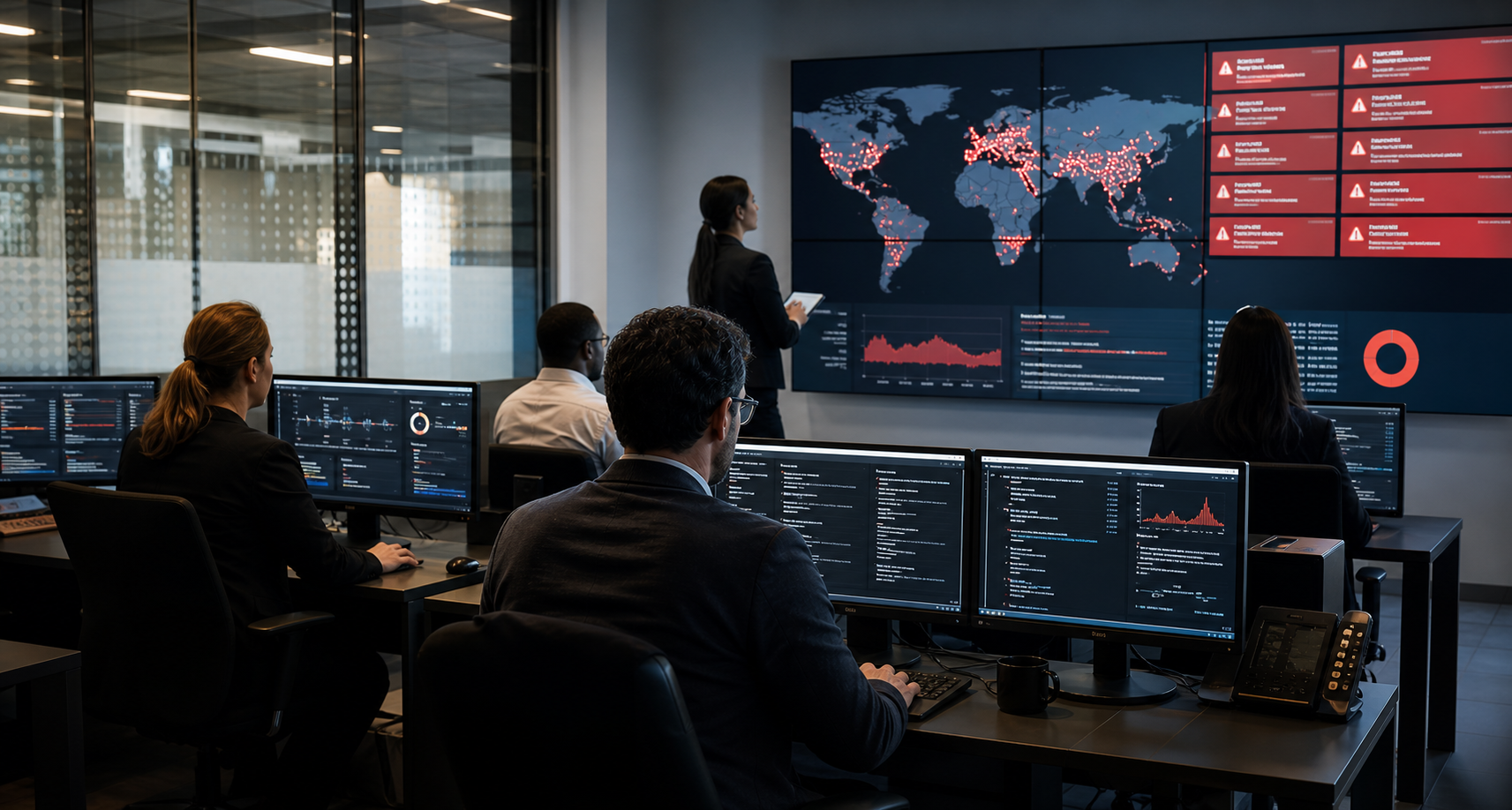Corporate B2B Server Room Under Cyberattack