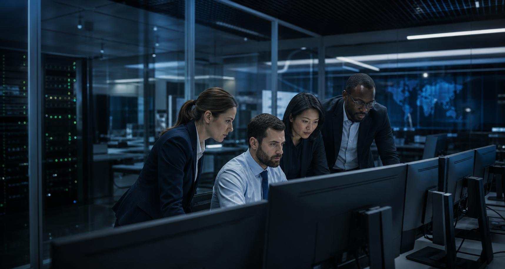 Corporate B2b Cybersecurity Dome With It Team