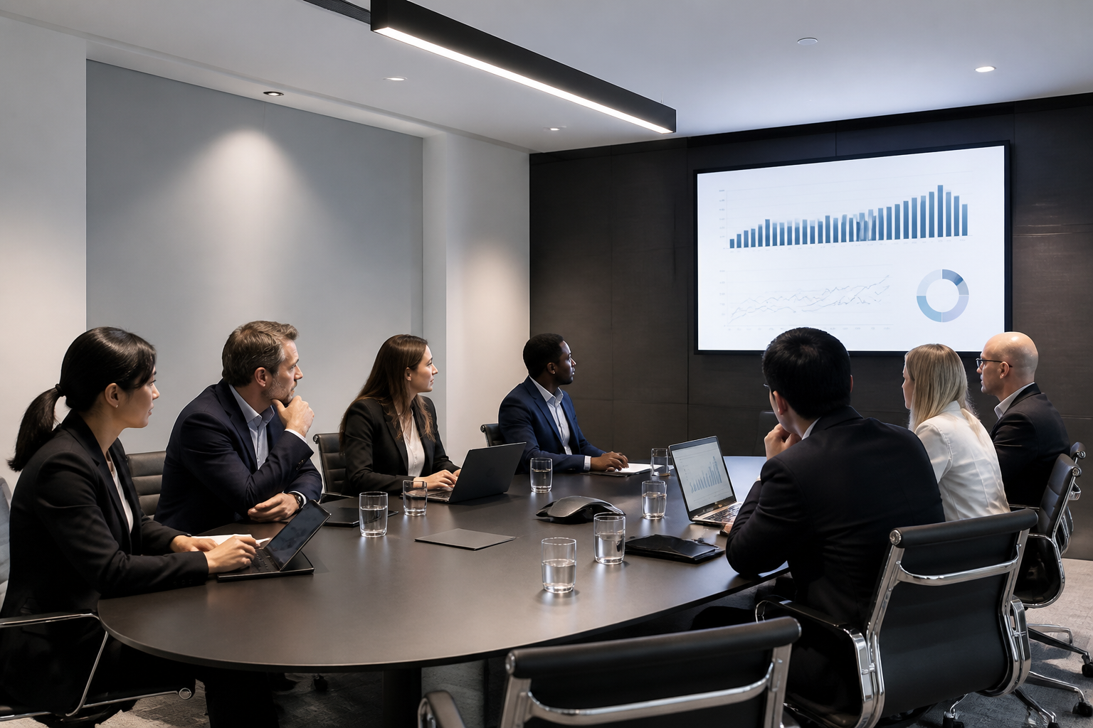 Corporate Team Selecting Technological Solution