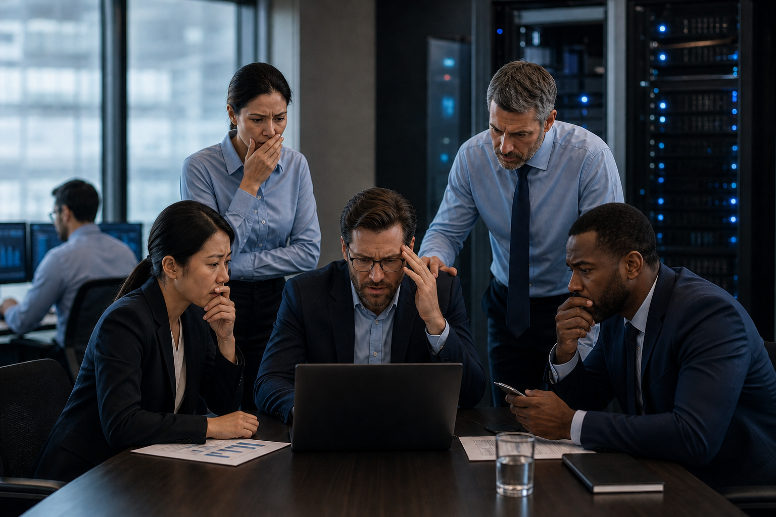 Financial Team Concerned During Infrastructure Outage